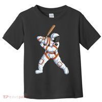 Space Astronaut Baseball Funny Baseball Player Toddler T-Shirt thumb 0