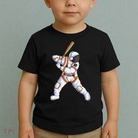 Space Astronaut Baseball Funny Baseball Player Toddler T-Shirt thumb 2