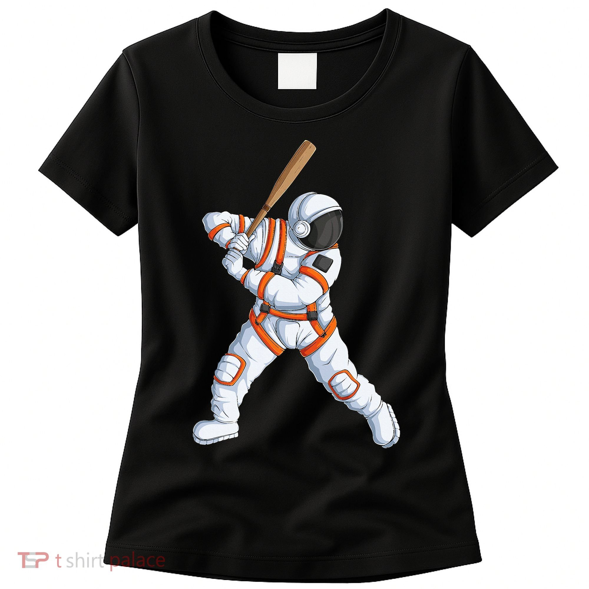 Space Astronaut Baseball Funny Baseball Player Women's T-Shirt