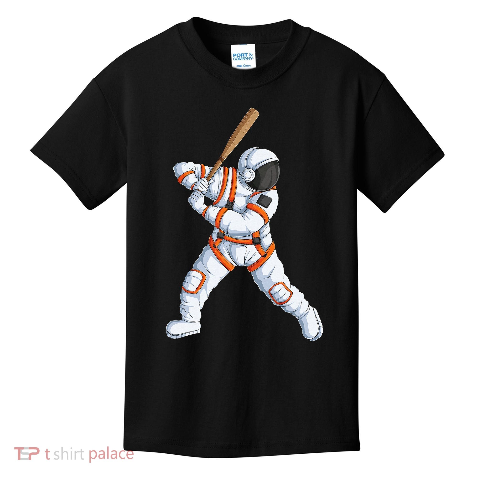 Space Astronaut Baseball Funny Baseball Player Kids T-Shirt