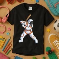 Space Astronaut Baseball Funny Baseball Player Kids T-Shirt thumb 3