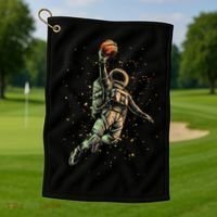 Space Astronaut Basketball Player Funny Golf Towel thumb 1