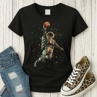 Space Astronaut Basketball Player Funny Women's T-Shirt thumb 3