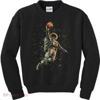 Space Astronaut Basketball Player Funny Kids Sweatshirt thumb 0