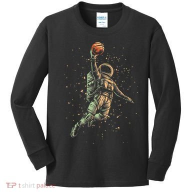 Space Astronaut Basketball Player Funny Kids Long Sleeve Shirt
