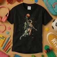 Space Astronaut Basketball Player Funny Kids T-Shirt thumb 3