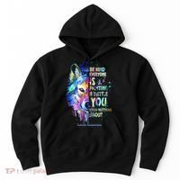 Suicide Awareness Be Kind Everyone Is Fighting A Battle Wolf Hoodie thumb 0
