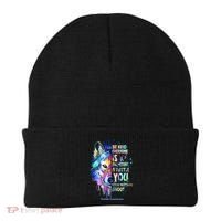 Suicide Awareness Be Kind Everyone Is Fighting A Battle Wolf Beanie thumb 0