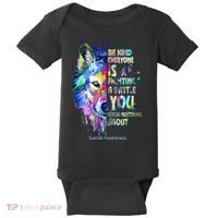 Suicide Awareness Be Kind Everyone Is Fighting A Battle Wolf Baby Bodysuit thumb 0