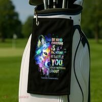 Suicide Awareness Be Kind Everyone Is Fighting A Battle Wolf Golf Towel thumb 2