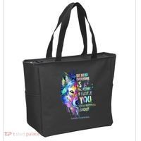 Suicide Awareness Be Kind Everyone Is Fighting A Battle Wolf Tote Bag thumb 2