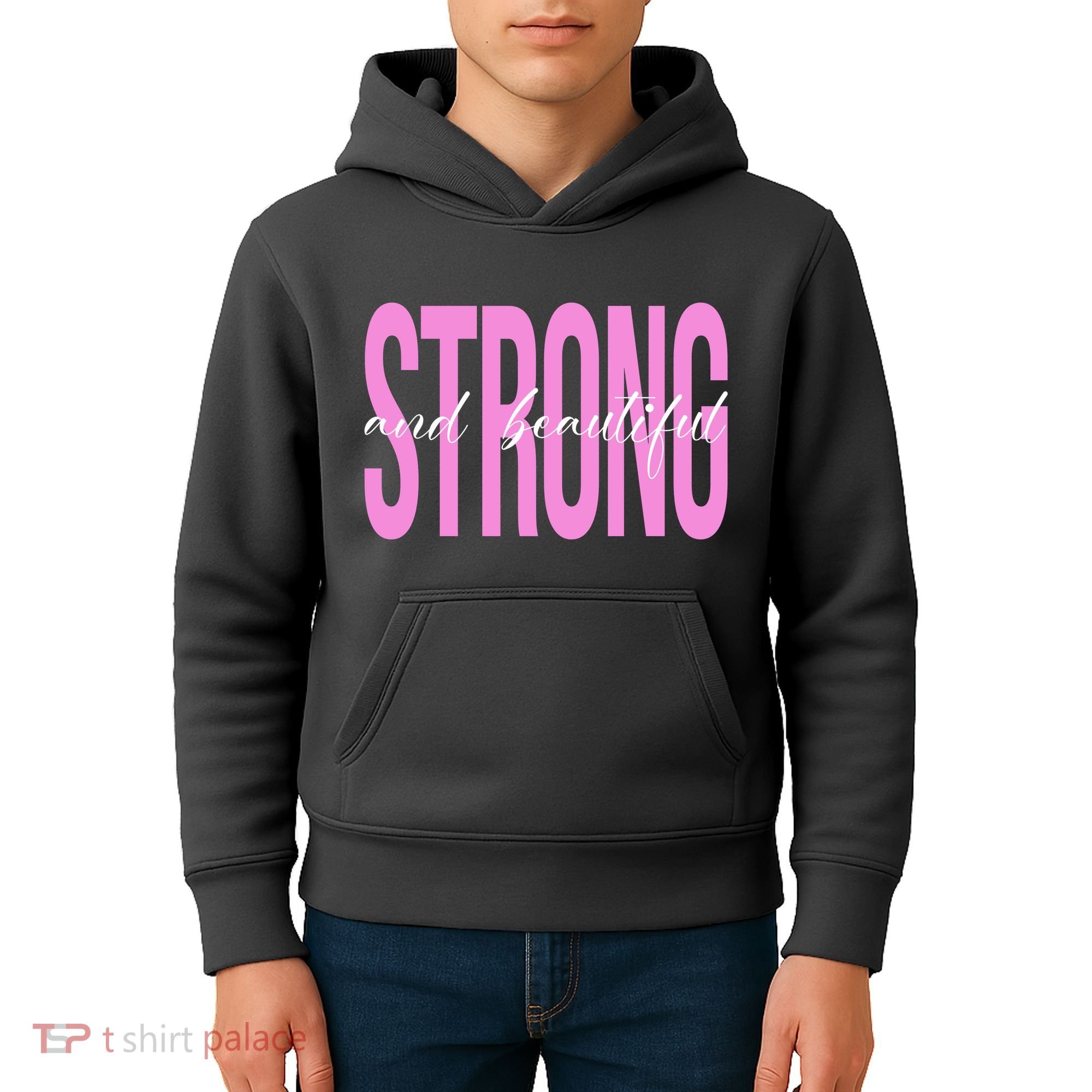 Strong And Beautiful Breast Cancer Awareness Kids Hoodie