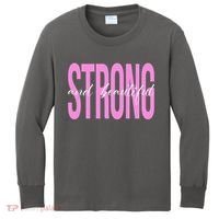 Strong And Beautiful Breast Cancer Awareness Kids Long Sleeve Shirt thumb 0