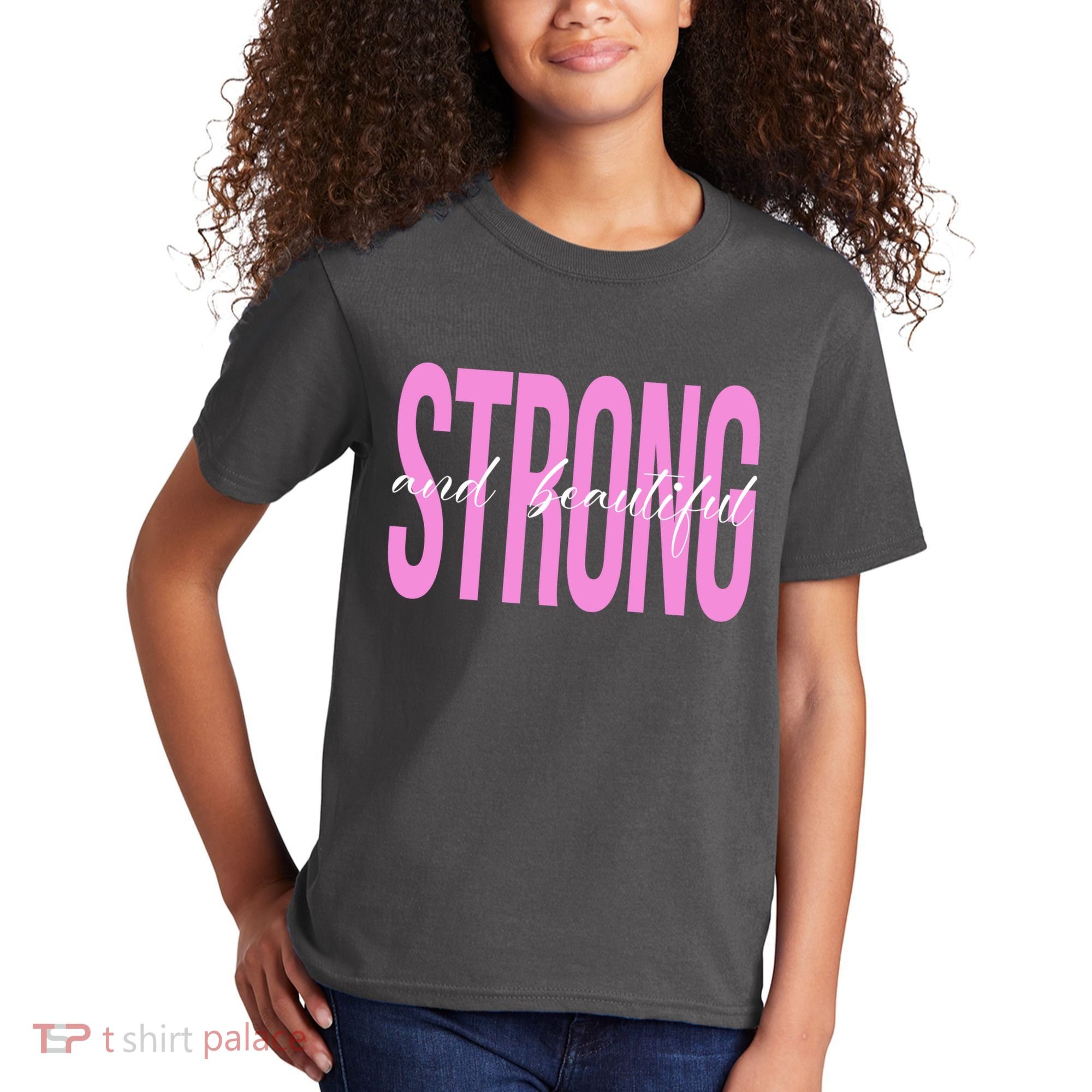 Strong And Beautiful Breast Cancer Awareness Kids T-Shirt