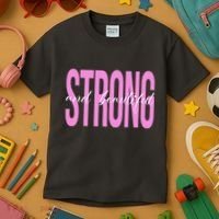 Strong And Beautiful Breast Cancer Awareness Kids T-Shirt thumb 3