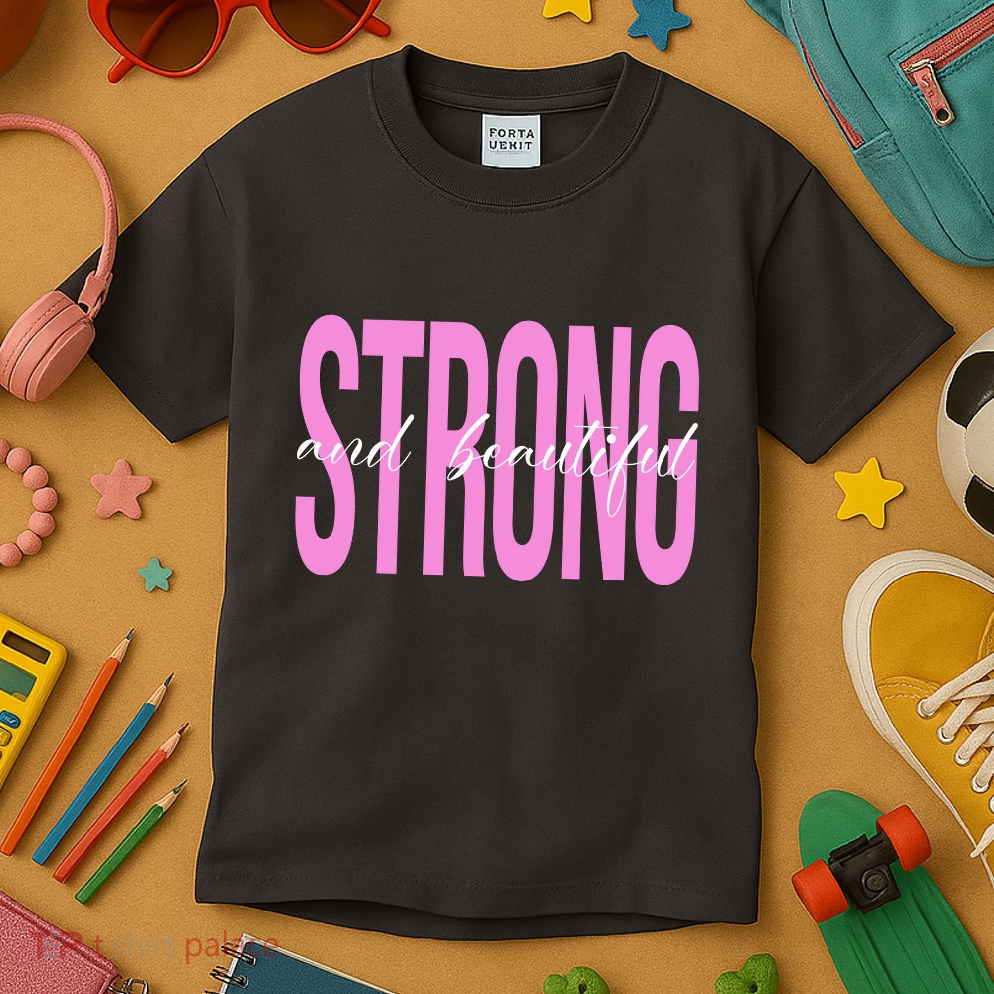 Strong And Beautiful Breast Cancer Awareness Kids T-Shirt
