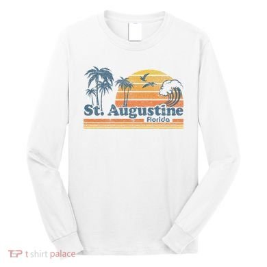 St Augustine Beach Florida Vintage Spring Break 70s Retro Long Sleeve Shirt