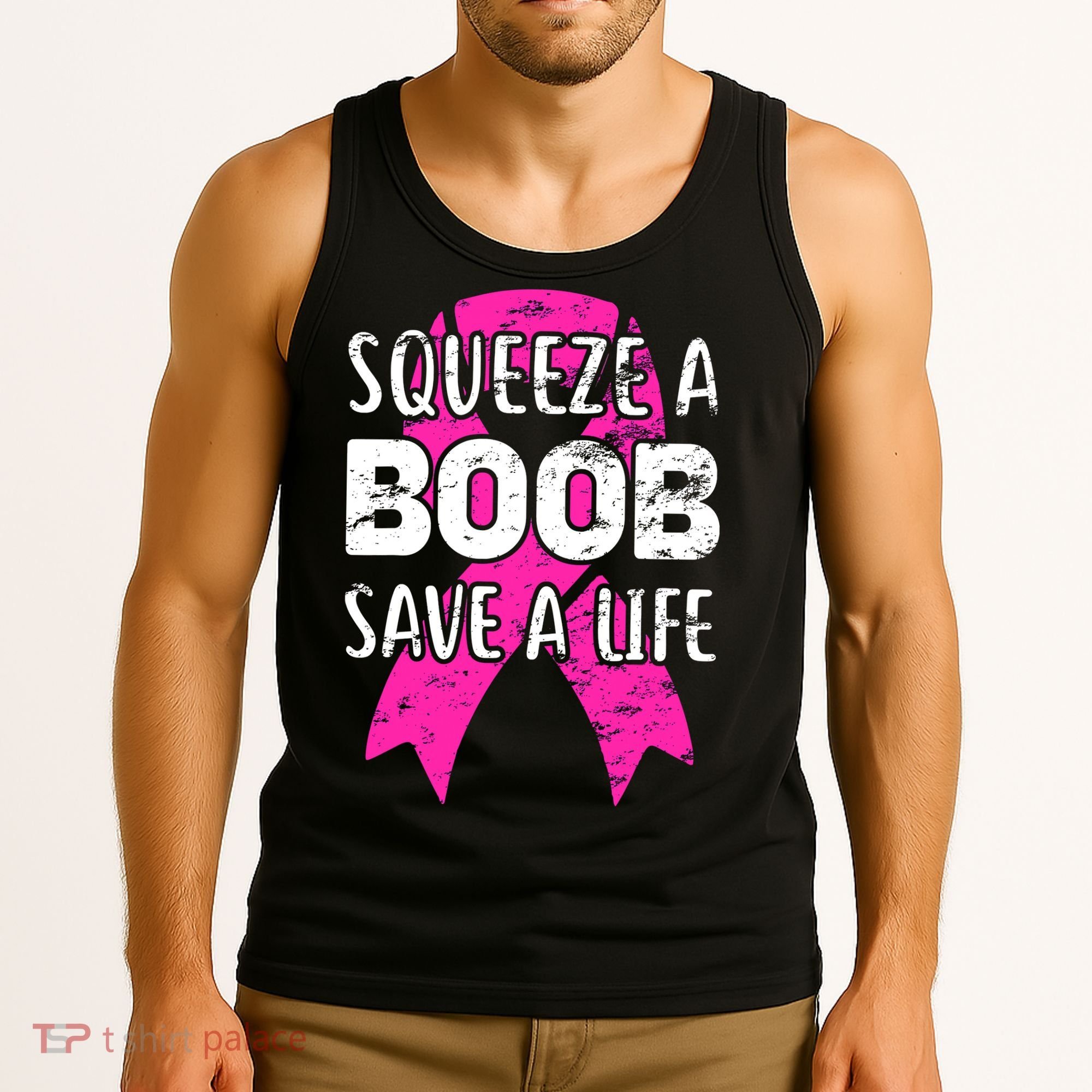 Squeeze A Boob Save A Life Breast Cancer Warrior Pink Ribbon Tank Top