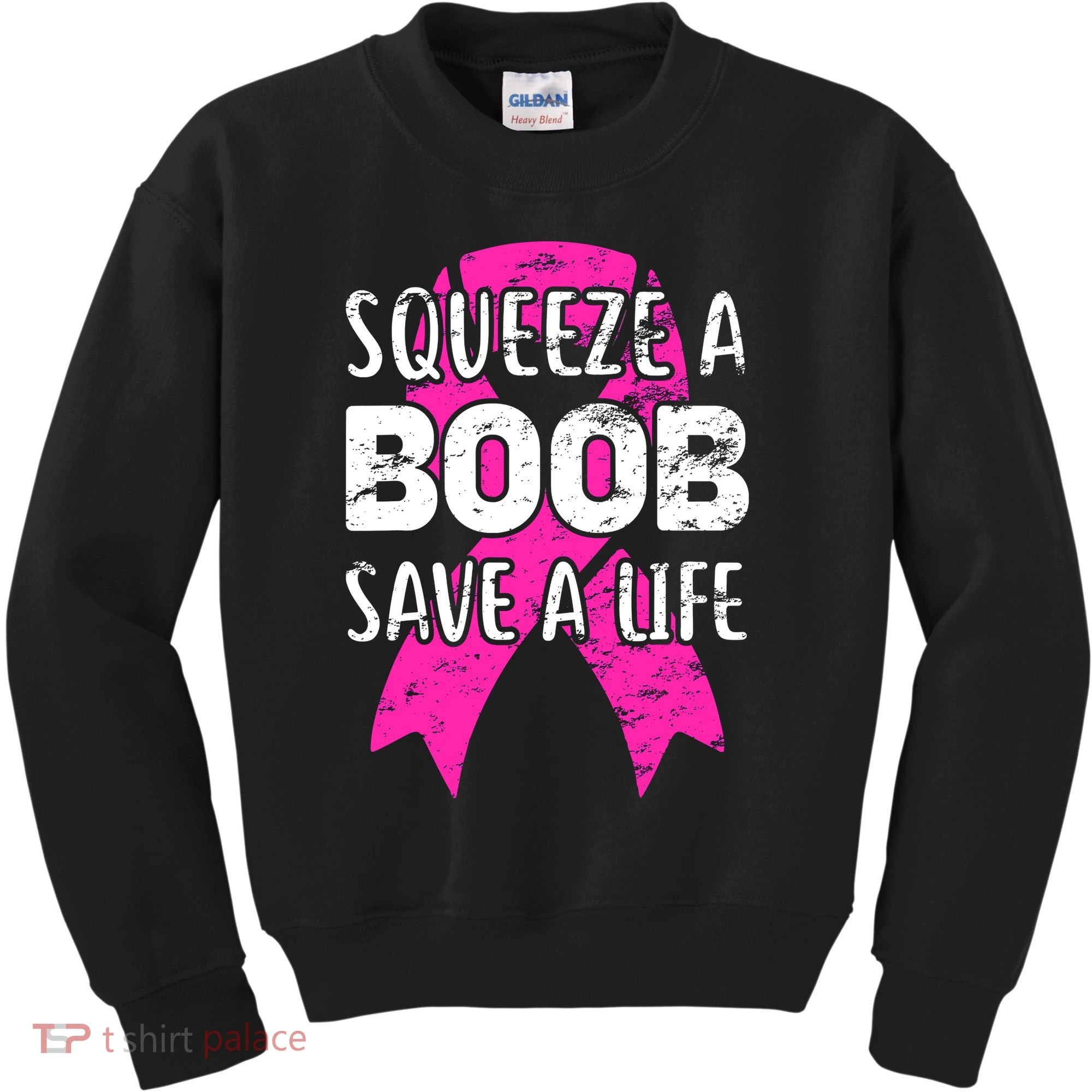 Squeeze A Boob Save A Life Breast Cancer Warrior Pink Ribbon Kids Sweatshirt
