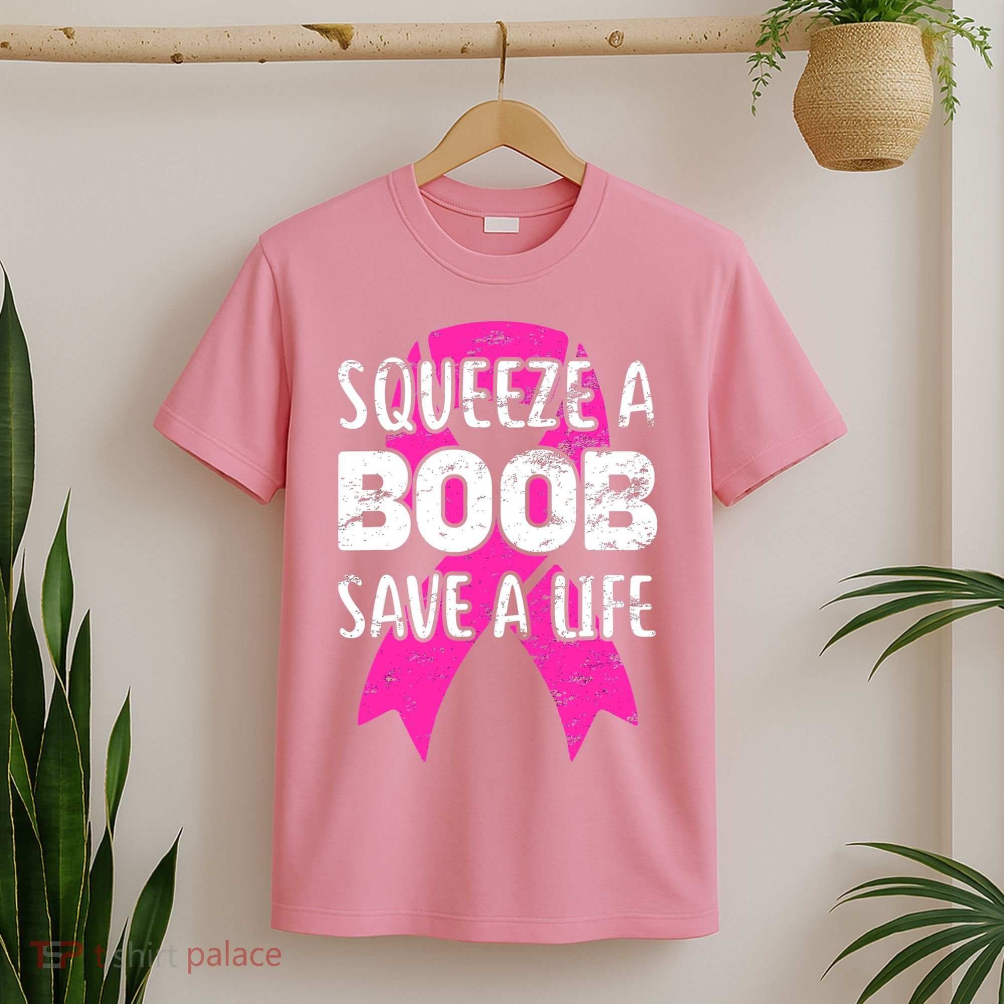Squeeze A Boob Save A Life Breast Cancer Warrior Pink Ribbon T-Shirt