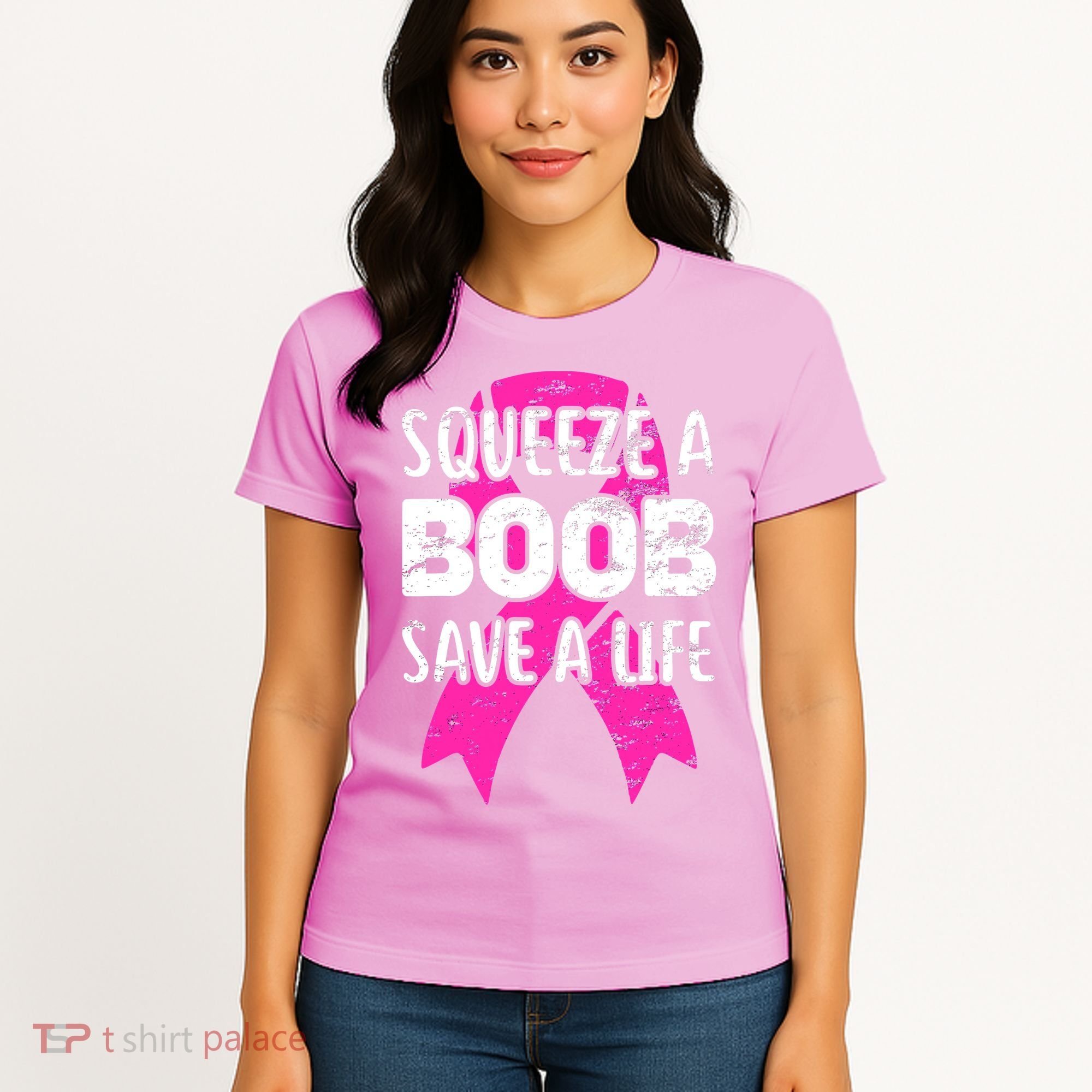 Squeeze A Boob Save A Life Breast Cancer Warrior Pink Ribbon Women's T-Shirt