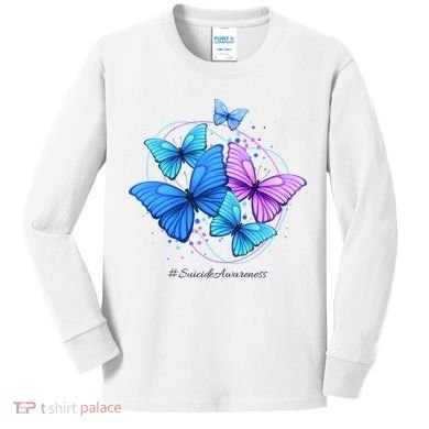 Suicide Awareness Butterfly Kids Long Sleeve Shirt
