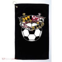 Soccer And Blue Crab Cute Gift Golf Towel thumb 0