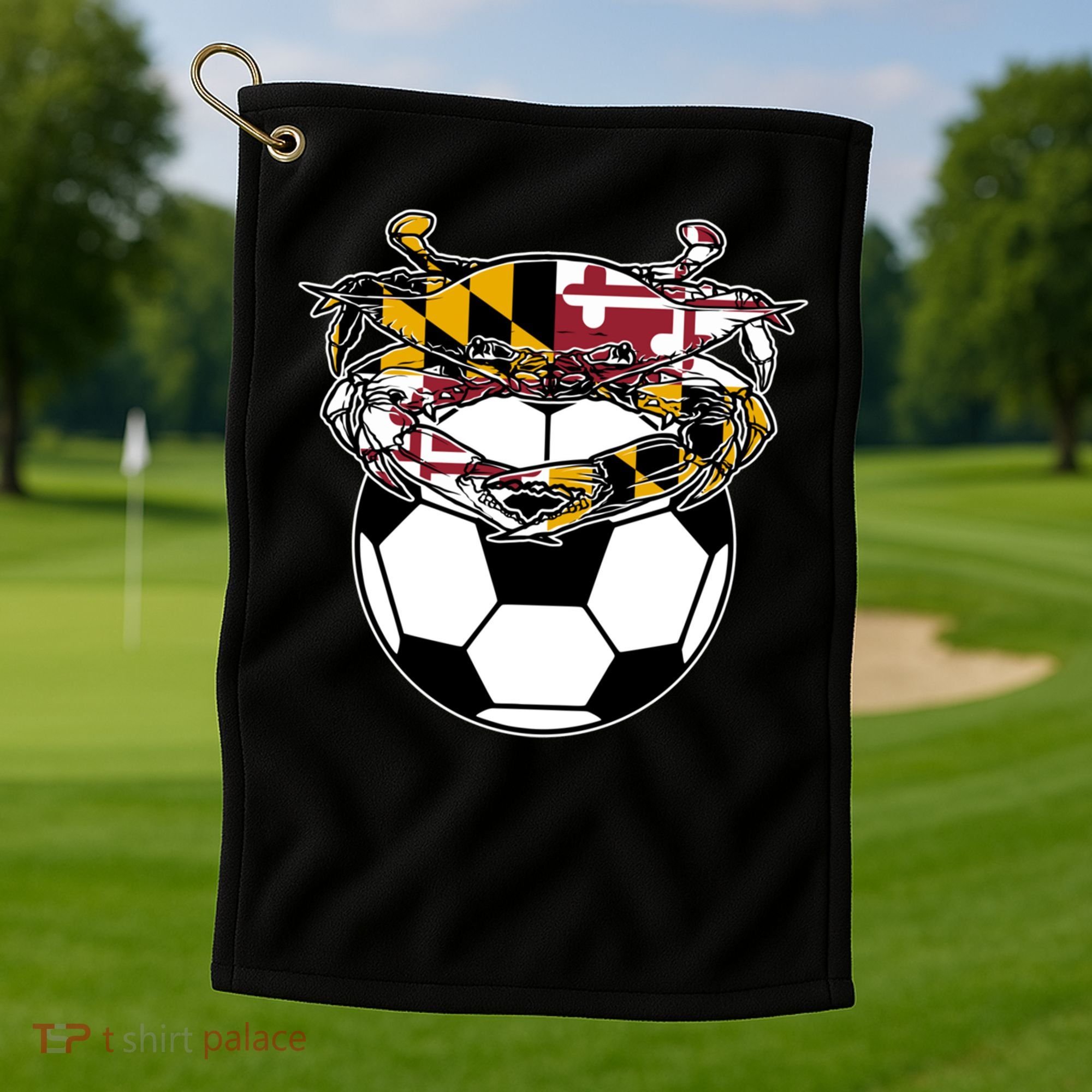 Soccer And Blue Crab Cute Gift Golf Towel