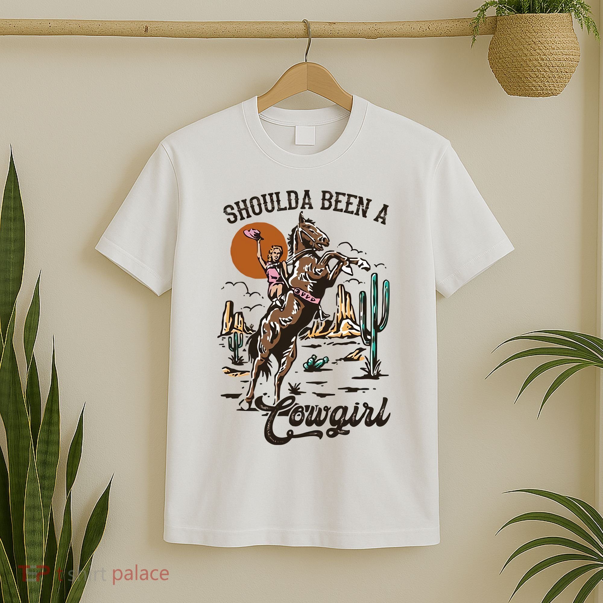 Should A Been A Cowgirl Riding Horse Horsing Western Retro T-Shirt