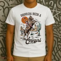 Should A Been A Cowgirl Riding Horse Horsing Western Retro T-Shirt thumb 3