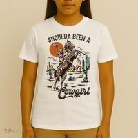 Should A Been A Cowgirl Riding Horse Horsing Western Retro T-Shirt thumb 4