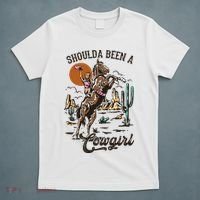 Should A Been A Cowgirl Riding Horse Horsing Western Retro T-Shirt thumb 5