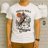 Should A Been A Cowgirl Riding Horse Horsing Western Retro T-Shirt thumb 6