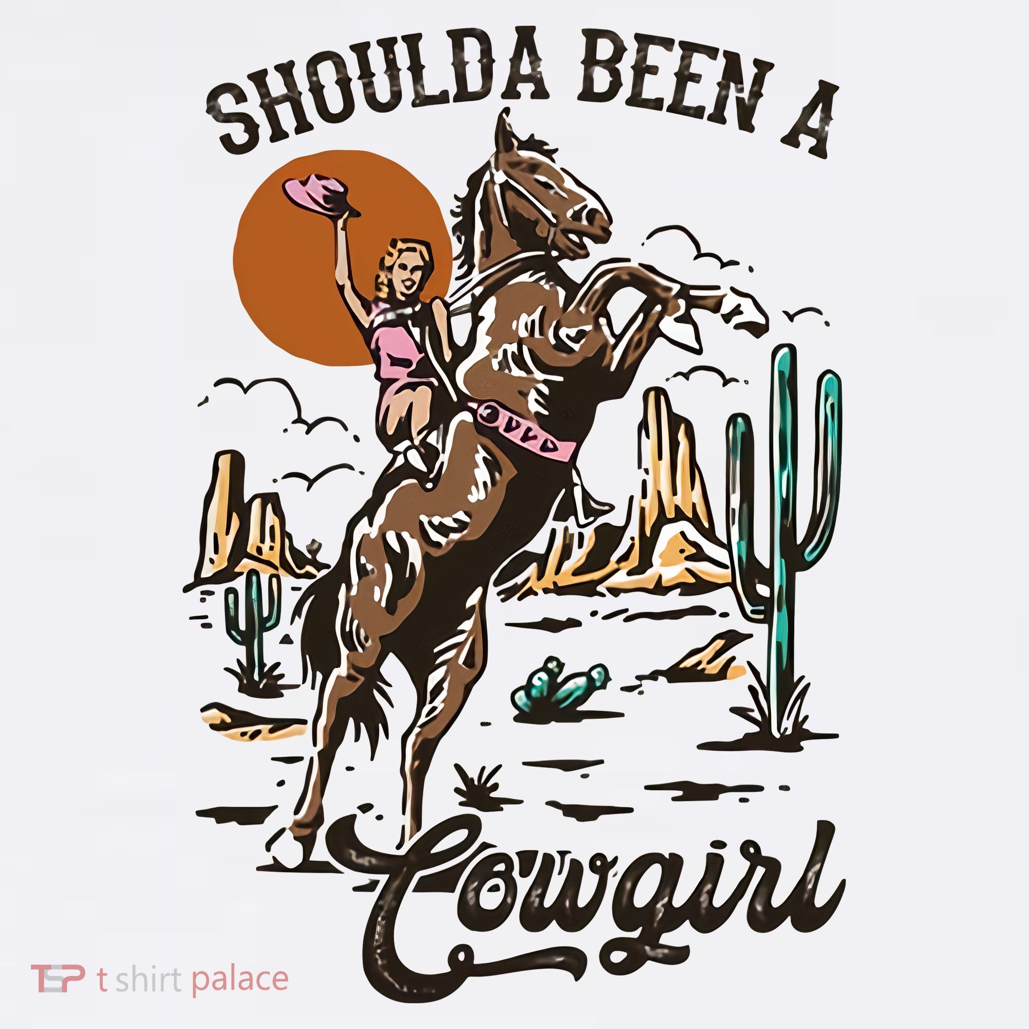 Should A Been A Cowgirl Riding Horse Horsing Western Retro T-Shirt