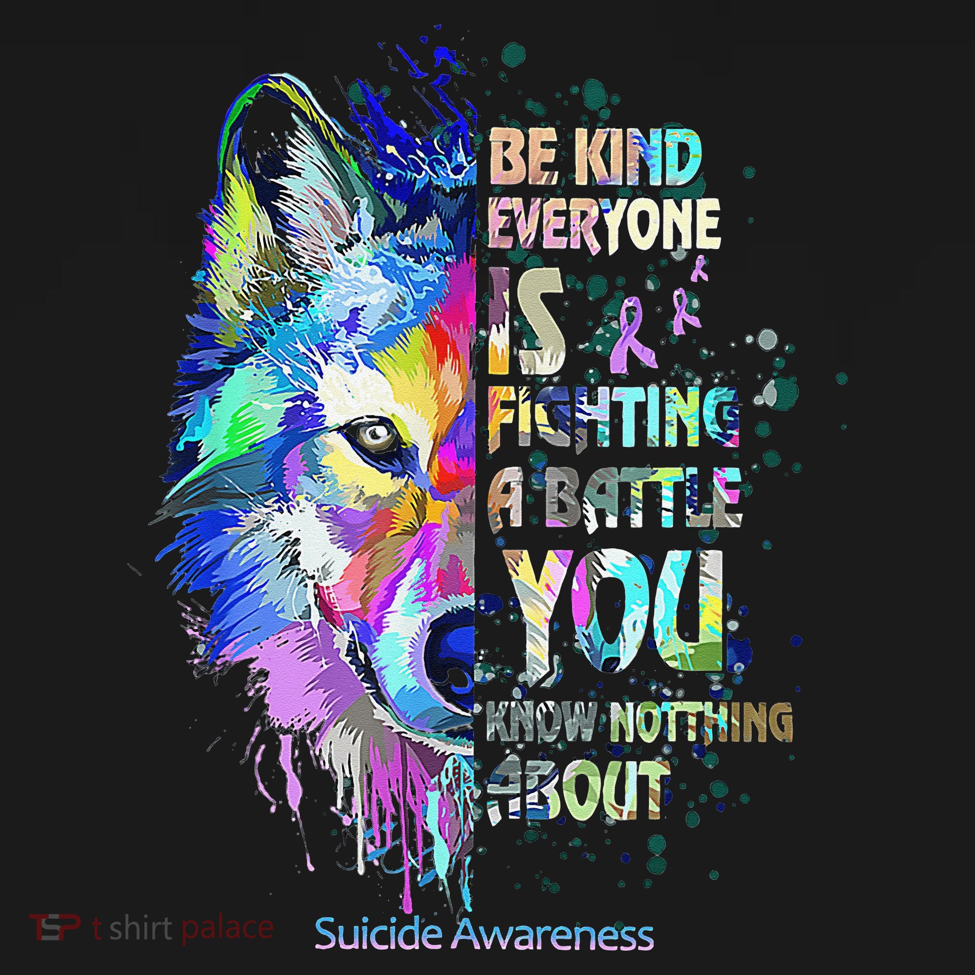 Suicide Awareness Be Kind Everyone Is Fighting A Battle Wolf Apron