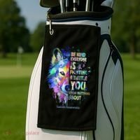 Suicide Awareness Be Kind Everyone Is Fighting A Battle Wolf Golf Towel thumb 2