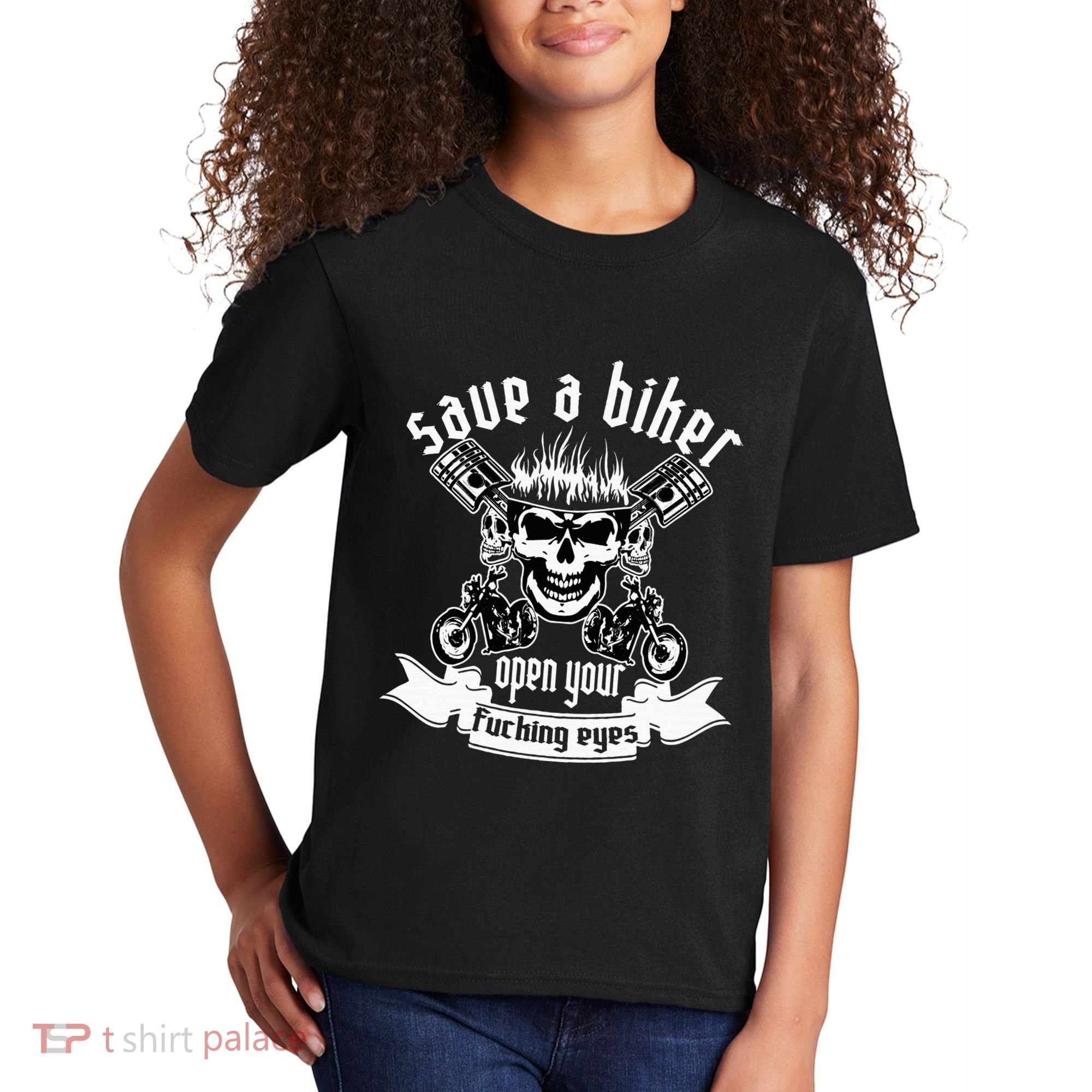 Save A Biker Open Your Fucking Eyes For Motorcycle Lovers Kids T-Shirt