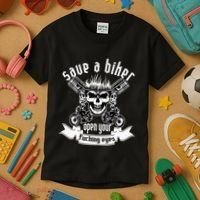 Save A Biker Open Your Fucking Eyes For Motorcycle Lovers Kids T-Shirt thumb 3
