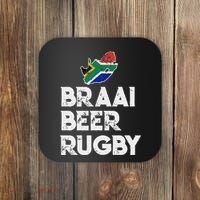 South African Braai Beer Rugby Flag Patriotic Coaster thumb 0