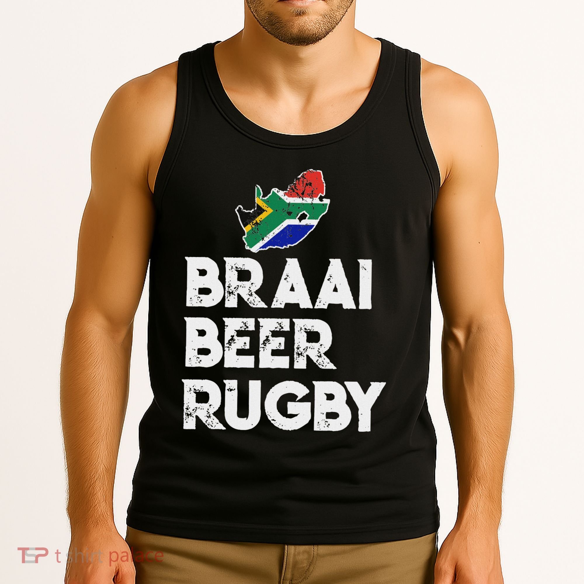 South African Braai Beer Rugby Flag Patriotic Tank Top
