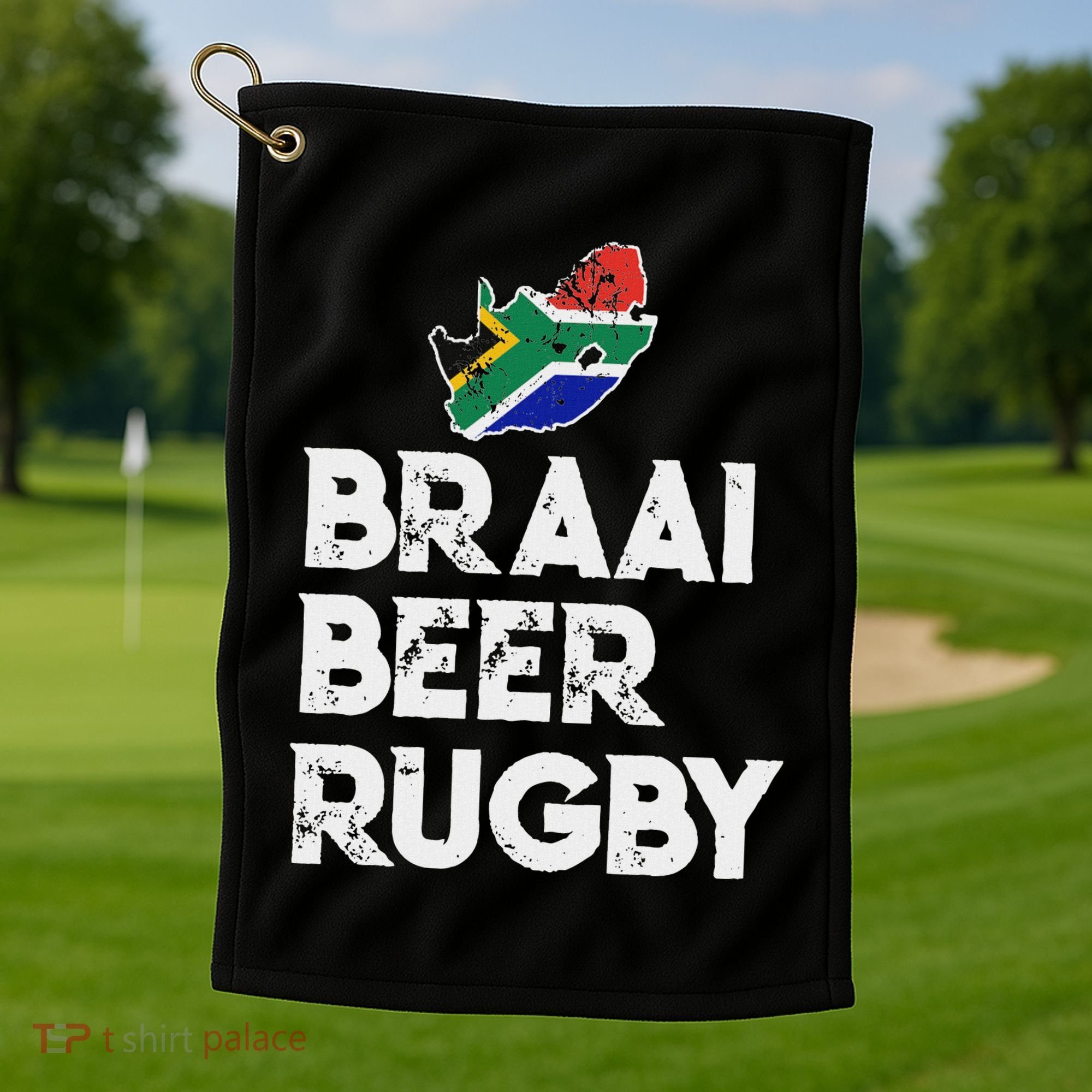 South African Braai Beer Rugby Flag Patriotic Golf Towel