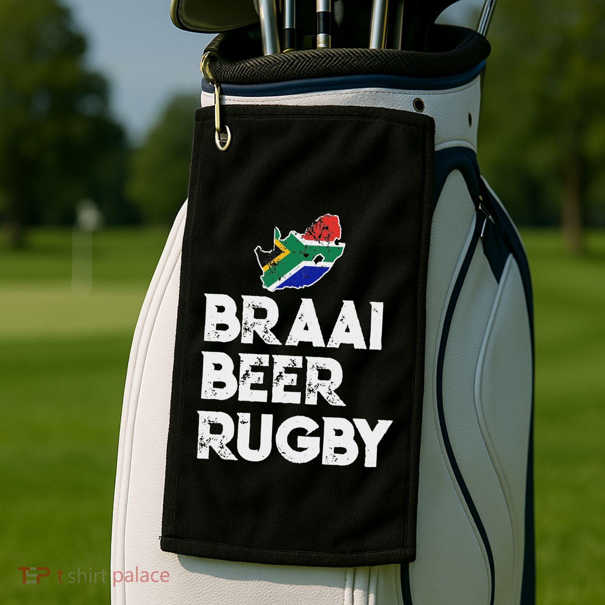 South African Braai Beer Rugby Flag Patriotic Golf Towel