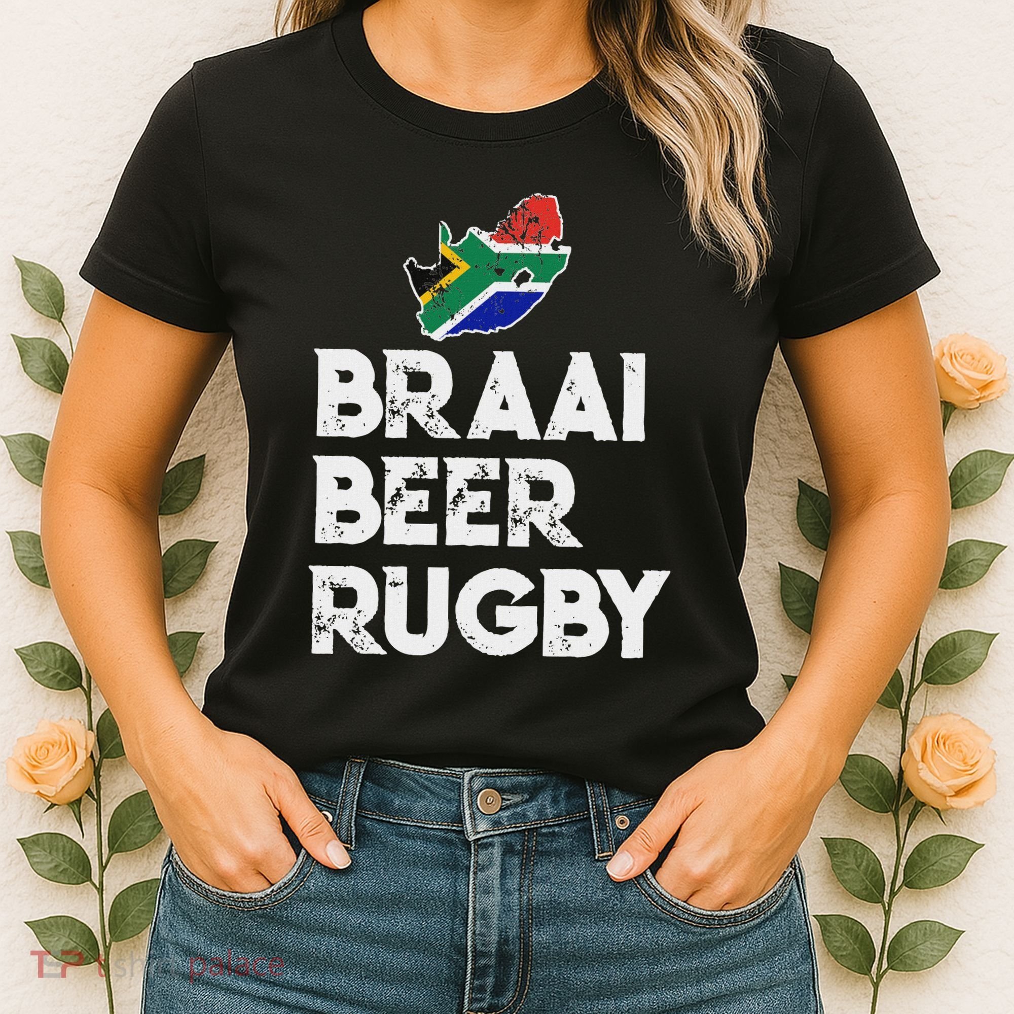 South African Braai Beer Rugby Flag Patriotic Women's T-Shirt