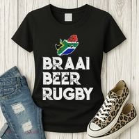 South African Braai Beer Rugby Flag Patriotic Women's T-Shirt thumb 3