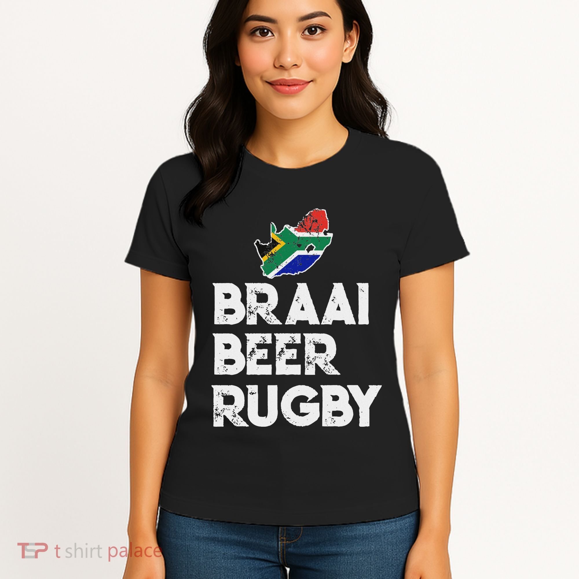 South African Braai Beer Rugby Flag Patriotic Women's T-Shirt