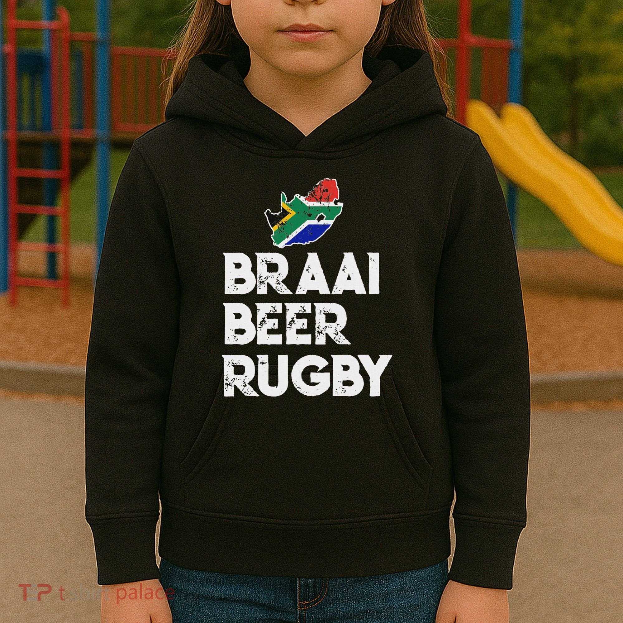 South African Braai Beer Rugby Flag Patriotic Kids Hoodie