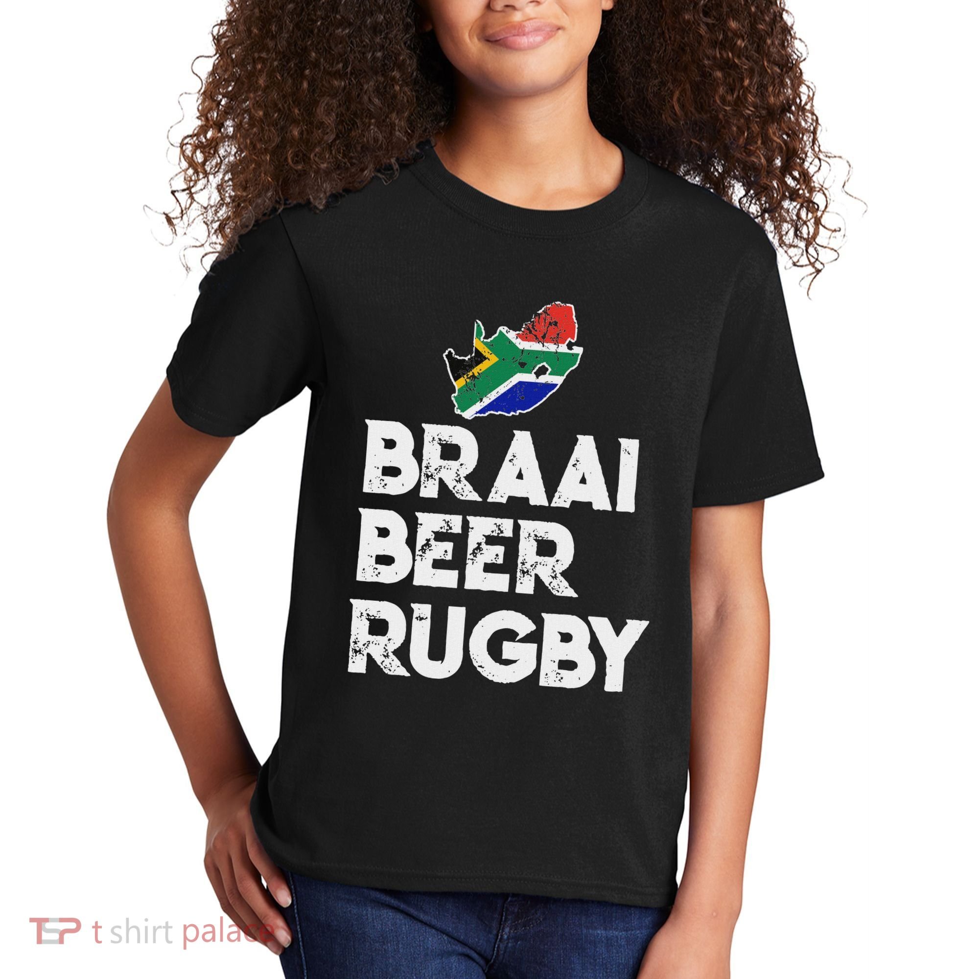 South African Braai Beer Rugby Flag Patriotic Kids T-Shirt
