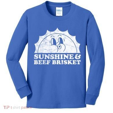 Sunshine And Beef Brisket Retro Vintage Sun Cool Gift Kids Long Sleeve Shirt