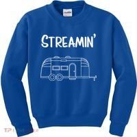 Streamin' Airstream Camping Gift Kids Sweatshirt thumb 0