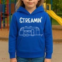 Streamin' Airstream Camping Gift Kids Hoodie thumb 3